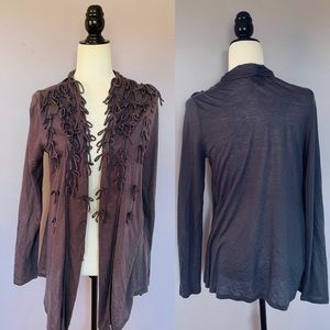 Anthropologie Deletta Purple Longsleeve Cardigan With Bowtie knot Design